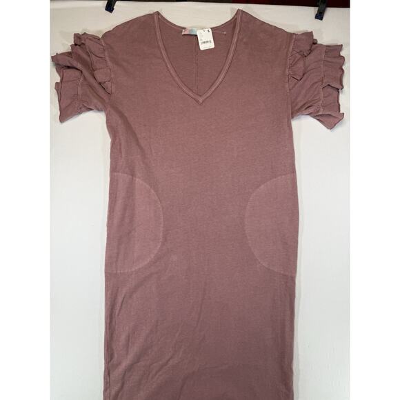 Free People Dresses & Skirts - FP Beach Free People Mauve V-Neck Ruffle Sleeve Dress Women’s Medium NWT